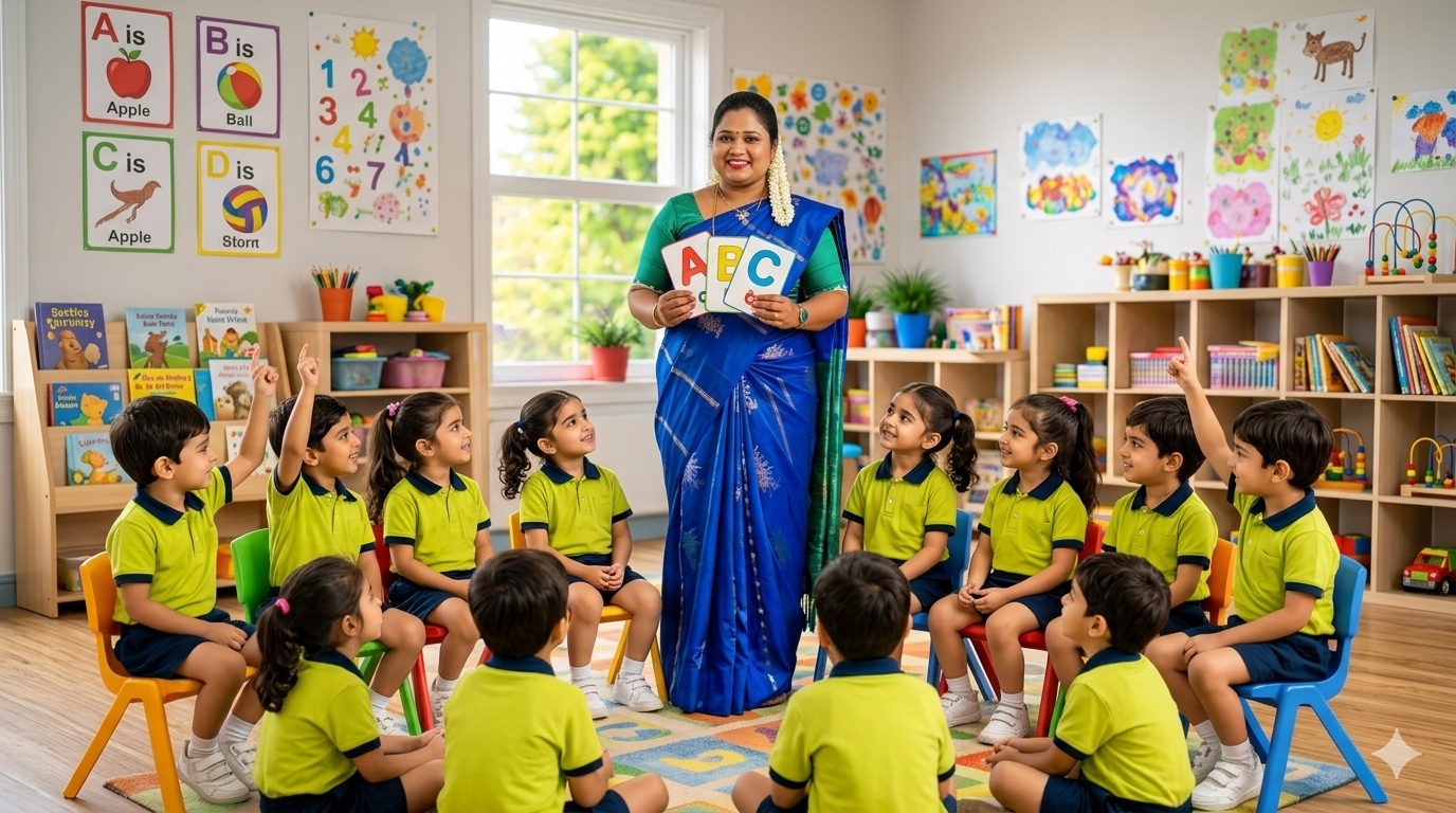 Circle time and phonics activity at SKYBOUND Kids Boulevard